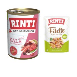 6 x 400 g Rinti natvoer voor honden + 100 g RINTI Filetto in Gelei gratis! - Kalf