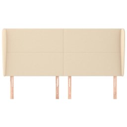 vidaXL Hoofdbord met randen 163x23x118/128 cm stof crèmekleurig