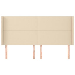 vidaXL Hoofdbord met randen 163x16x118/128 cm stof crèmekleurig