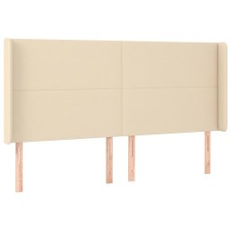 vidaXL Hoofdbord LED 163x16x118/128 cm stof crèmekleurig