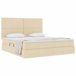 vidaXL Opslag bed met matras met hoofdeinde Crème 160 x 200 cm Stof