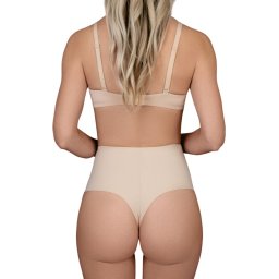 Bye Bra - Maat M - Sculpting Mid Waist String Lasergesneden Randen Siliconen Strips Shapewear Voor Dames Beige