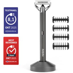 BaByliss X-Blade Super-X Metal Series 2-in-1 Scheerapparaat en Baardtrimmer OT996E - Chrome Edition - Japans Stalen Mes - 100% Waterdicht - Magnetische oplaadstandaard