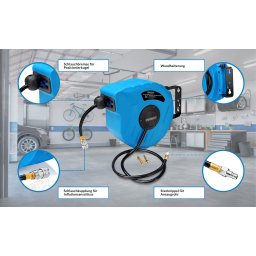 Haspel Persluchtslang Blauw 10m Oprolbaar