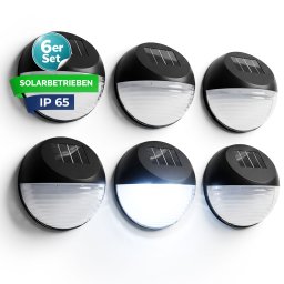LED Solar Wandlamp Set van 6 Ø11cm