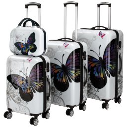 Reiskoffers Butterfly 4-delig polycarbonaat
