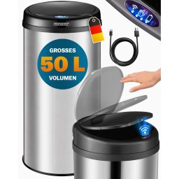 Sensor afvalbak Zilver roestvrij staal 50 liter