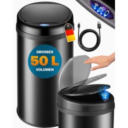 Sensor afvalbak Zwart roestvrij staal 50 liter