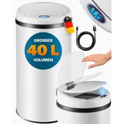 Sensor afvalbak Wit roestvrij staal 40 liter