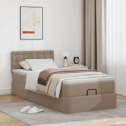 vidaXL Ottomaanse bed met matras 90x190cm kunstleer cappuccinokleurig