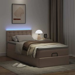 vidaXL Ottoman bed met matrassen en LED's 90x200cm kunstleer