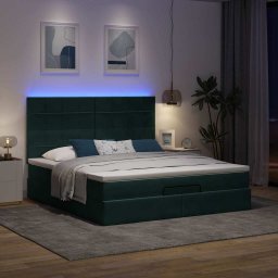vidaXL Ottoman bed met matrassen en LED's 160x200cm fluweel