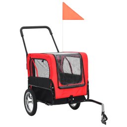 vidaXL Huisdierenfietskar en joggingbuggy 2-in-1 rood en zwart