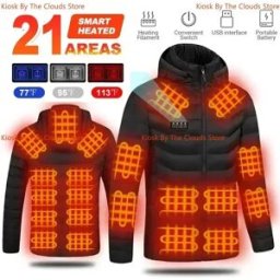 NONE 21-gebieden verwarmde jas heren warm vest USB zelfverwarmende jas dames verwarmde jas ski kamperen wandelen winter katoenen kleding gewassen 9-Areas-heated-BL