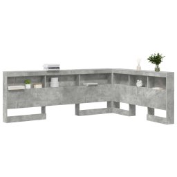 vidaXL Opberghoofdbord met plank Beton Grijs 160 cm Bewerkt hout