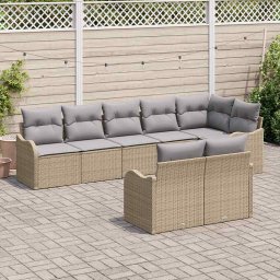 vidaXL Tuin Sofa Set 8 st Beige en Licht Grijs poly rattan
