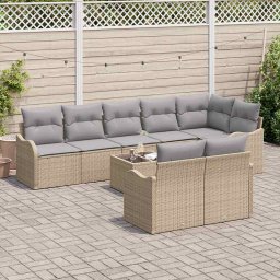 vidaXL Tuin Sofa Set 9 st Beige en Licht Grijs poly rattan