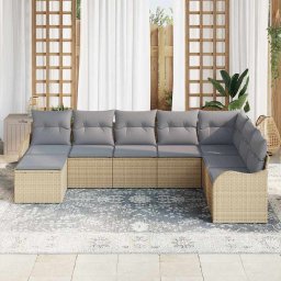 vidaXL Tuin Sofa Set 8 st Beige en Licht Grijs poly rattan