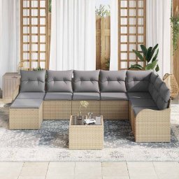 vidaXL Tuin Sofa Set 9 st Beige en Licht Grijs poly rattan