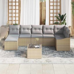 vidaXL Tuin Sofa Set 8 st Beige en Licht Grijs poly rattan