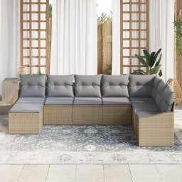 vidaXL Tuin Sofa Set 8 st Beige en Licht Grijs poly rattan