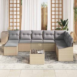 vidaXL Tuin Sofa Set 8 st Beige en Licht Grijs poly rattan
