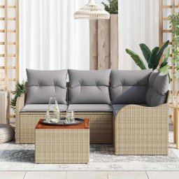 vidaXL Tuinbankenset 5 st Beige en Licht Grijs poly rattan
