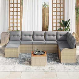 vidaXL Tuinbankenset 9 st Beige en Licht Grijs poly rattan