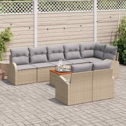 vidaXL Tuinbankenset 9 st Beige en Licht Grijs poly rattan