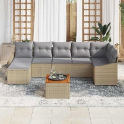 vidaXL Tuinbankenset 8 st Beige en Licht Grijs poly rattan