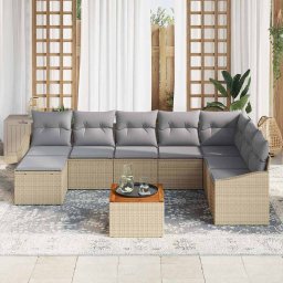 vidaXL Tuinbankenset 9 st Beige en Licht Grijs poly rattan