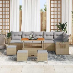 vidaXL Tuinbankenset 12 st Beige en Licht Grijs poly rattan