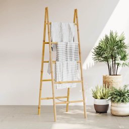 vidaXL Dubbele handdoekenladder met 5 tredes 50x160 cm bamboe
