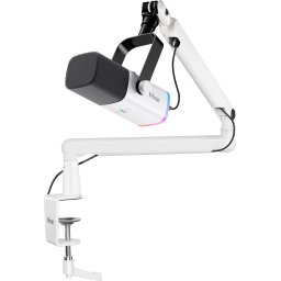 FIFINE - TAM8 - USB / XLR Studio microfoon - Flexibele Arm ( BM88 ) - Met kabelgoot - Geschikt voor PC/PS4/PS5 - RGB - Podcast - Gaming - Streaming - Wit