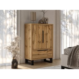 Commode HAMETTE 2 deuren 1 lade wotan eik