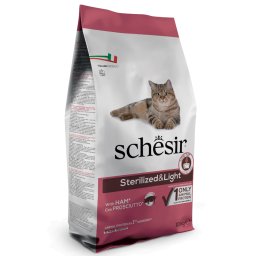 10kg Sterilized & Light met Ham Schesir droog kattenvoer