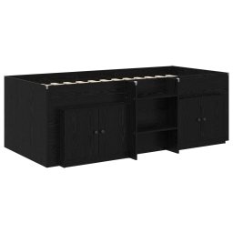 vidaXL Loft Bed Frame met Kast met opslag 3 st Zwart Bewerkt hout