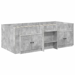 vidaXL Loft Bed Frame met Kast met opslag 3 st Betongrijs Bewerkt hout