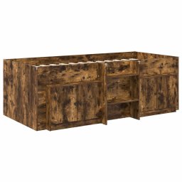 vidaXL Loft Bed Frame met Kast 3 st Gerookt eiken Bewerkt hout