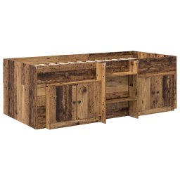 vidaXL Loft Bed Frame met Kast met opslag 3 st Oud hout Bewerkt hout