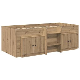 vidaXL Loft Bed Frame met Kast 3 st Artisanaal eiken Bewerkt hout