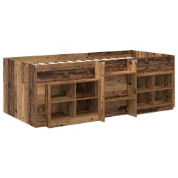 vidaXL Loft Bed Frame met Kast met plank 3 st Oud hout Bewerkt hout