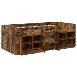 vidaXL Loft Bed Frame met Kast 3 st Gerookt eiken Bewerkt hout