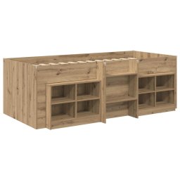 vidaXL Loft Bed Frame met Kast 3 st Artisanaal eiken Bewerkt hout