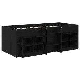 vidaXL Loft Bed Frame met Kast met plank 3 st Zwart Bewerkt hout