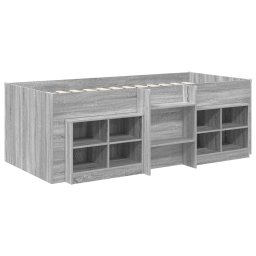 vidaXL Loft Bed Frame met Kast 3 st Grijs Sonoma Bewerkt hout