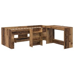 vidaXL Bedframe met Bureau 2 st Oud hout Bewerkt hout