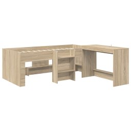 vidaXL Hoge Bed Frame met Bureau voor Kinderen 2 st Sonoma Eiken