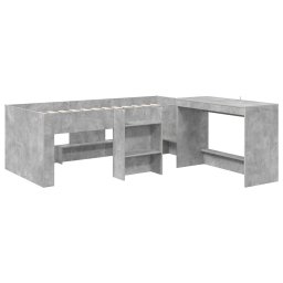vidaXL Hoge Bed Frame met Bureau voor Kinderen 2 st Betongrijs