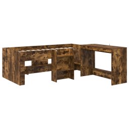 vidaXL Hoge Bed Frame met Bureau voor Kinderen 2 st Gerookt eiken